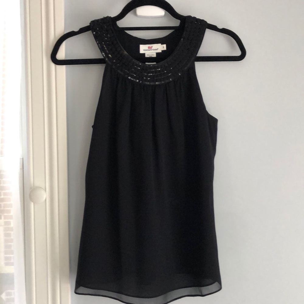 Vineyard Vines Black Blouse with Sequin Top Size 0